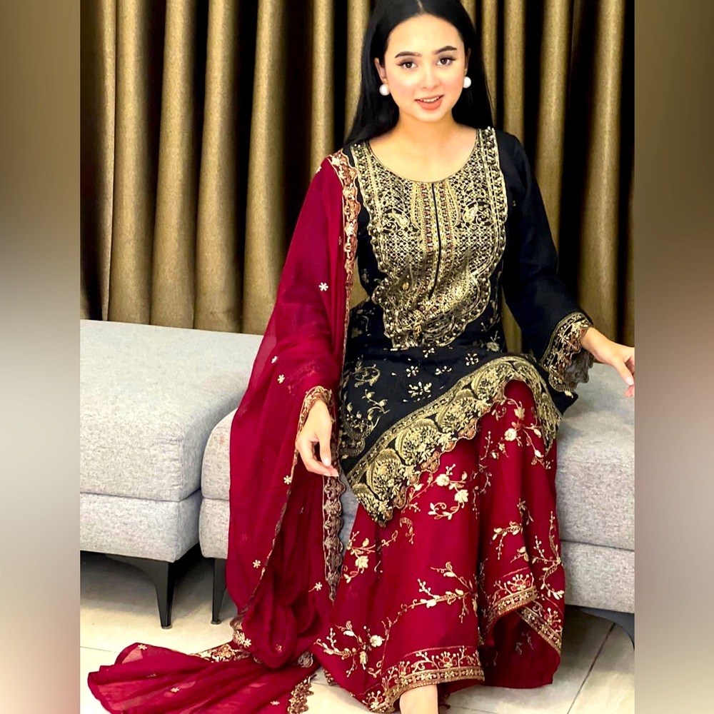 Azure 3 piece stitched dress, party wear ,Pakistani dress
